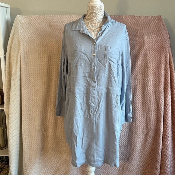 J Jill Rayon/ Linen Blend Shirt Dress - Picture 1 of 6
